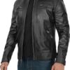 Black Cafe Racer Leather Jacket