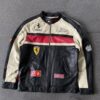 Ferrari Motorcycle Racing Cowhide Leather Jacket