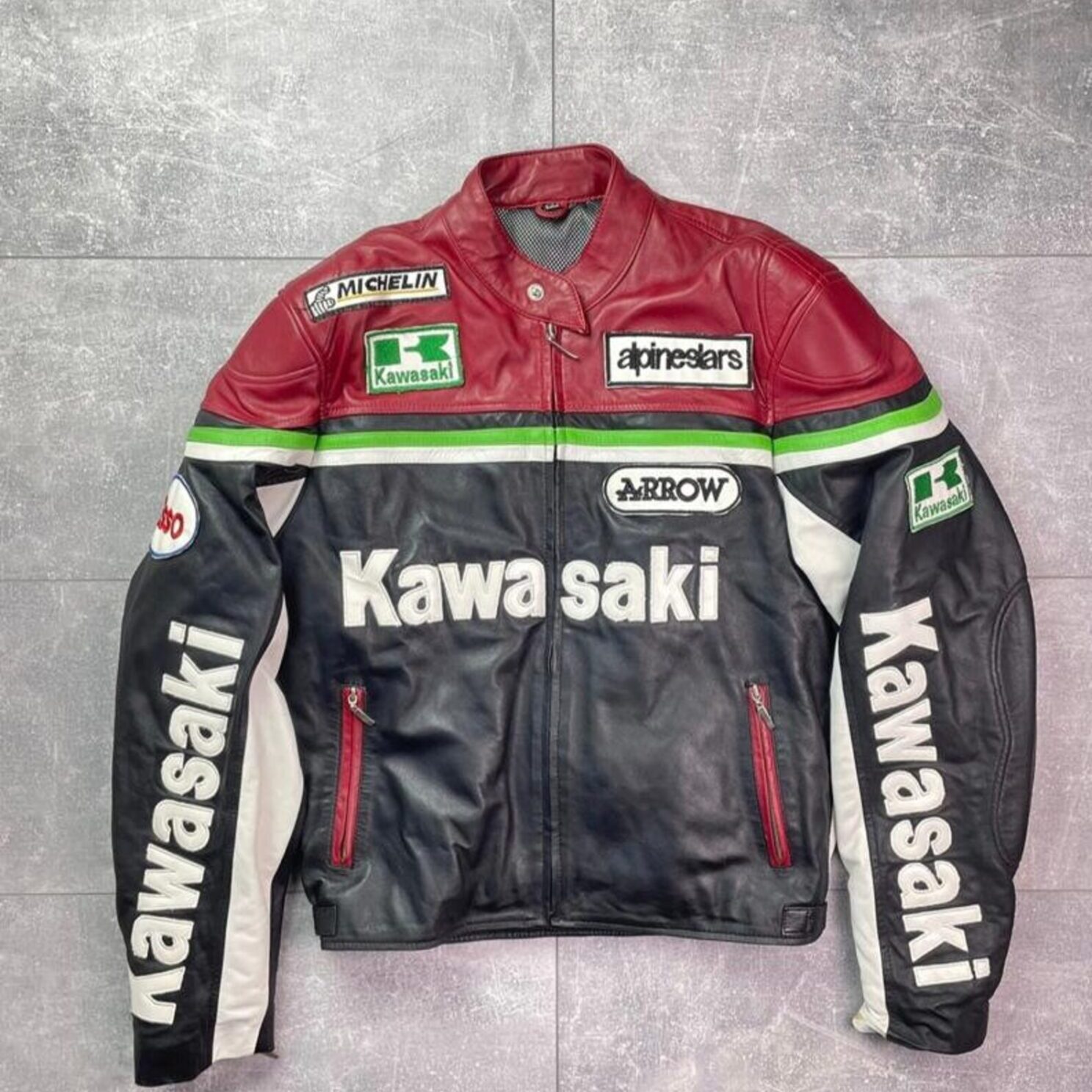 Kawasaki Leather Jacket Motorcycle Racing Motorbike Jacket