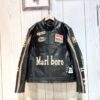 Marlboro Racing Black Motorcycle Cowhide Leather Jacket