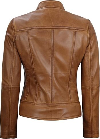 Women Camel Leather Jacket