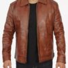 Brown Cafe Racer Leather Jacket