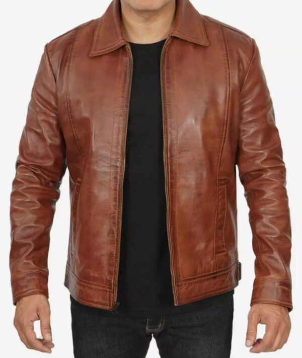 Brown Cafe Racer Leather Jacket