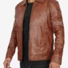 Brown Cafe Racer Leather Jacket