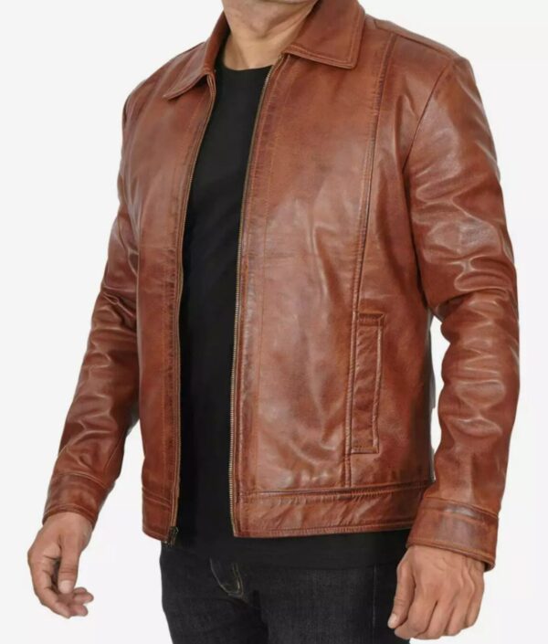 Brown Cafe Racer Leather Jacket