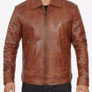 Brown Cafe Racer Leather Jacket