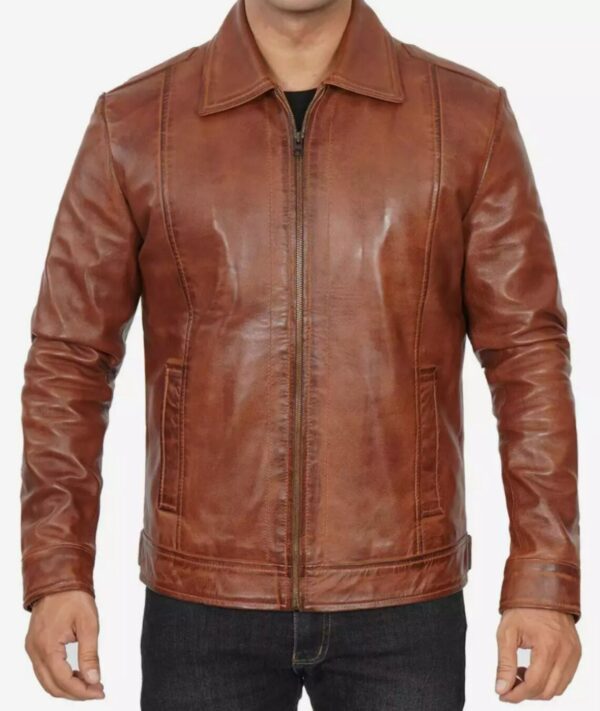 Brown Cafe Racer Leather Jacket