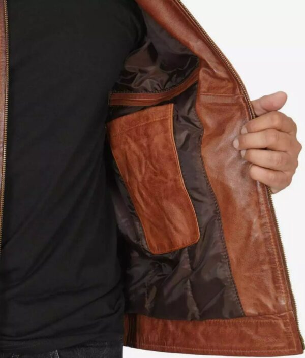 Brown Cafe Racer Leather Jacket