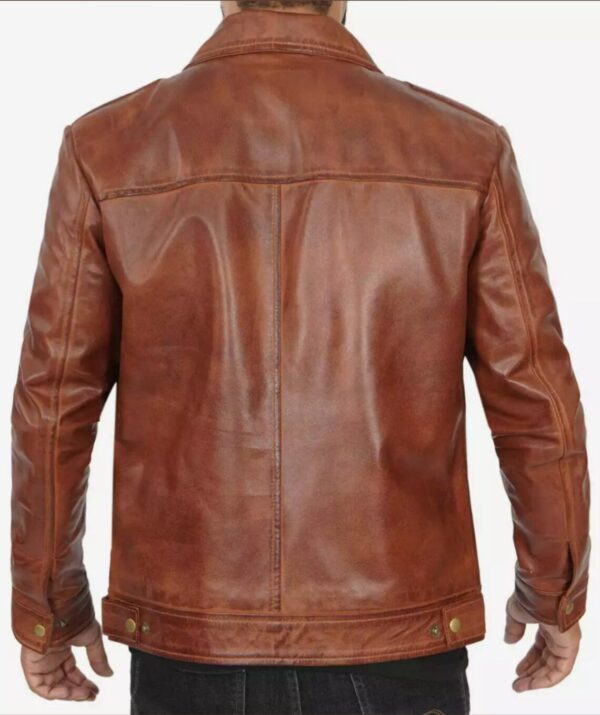 Brown Cafe Racer Leather Jacket