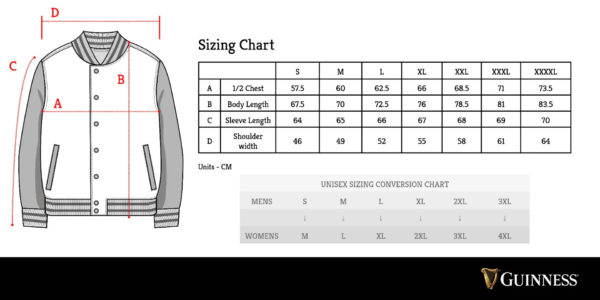 Varsity Jacket Size Chart