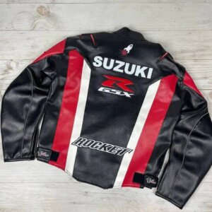 Blouson Moto Cuir Protecteur Suzuki GSXR - Armure Coudes/dos/épaules, Kevlar, Style Course