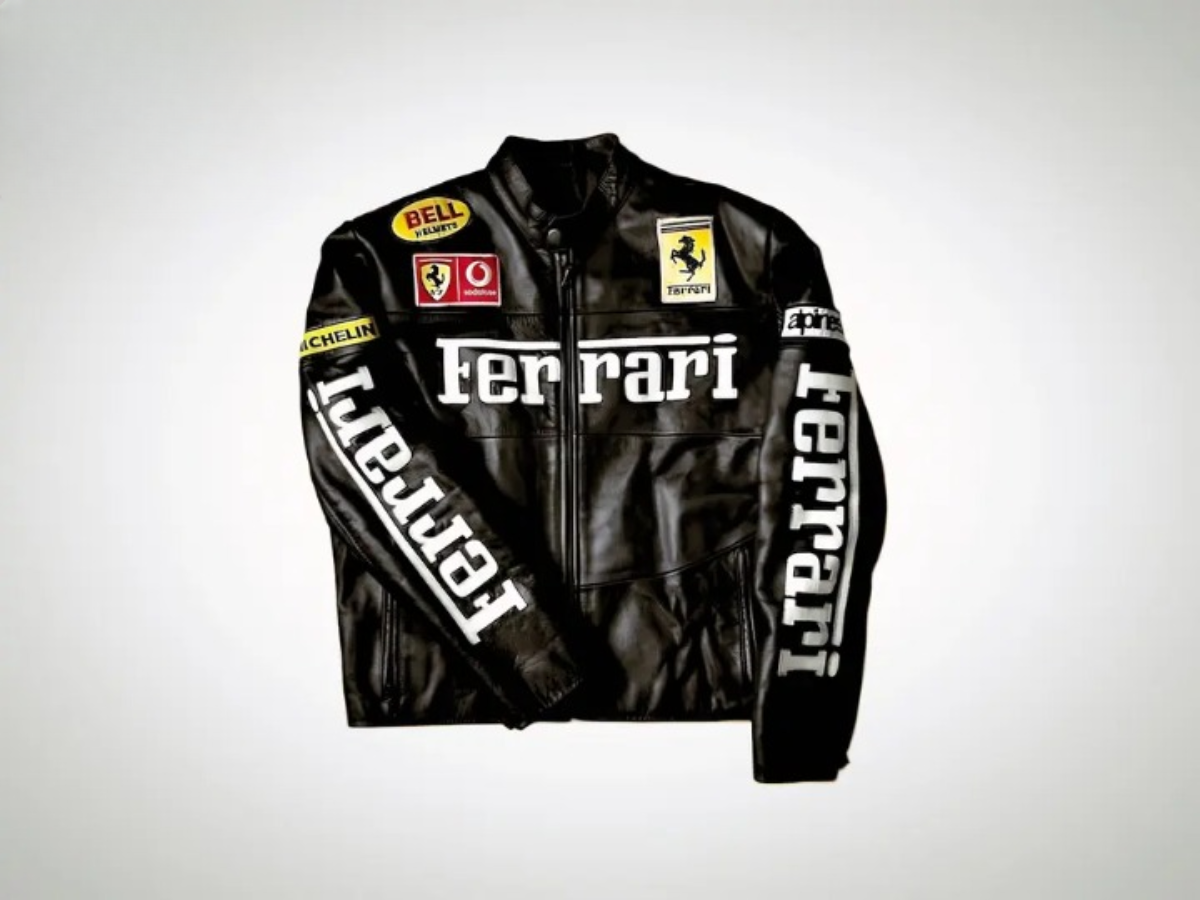 Ferrari black leather jacket best sale