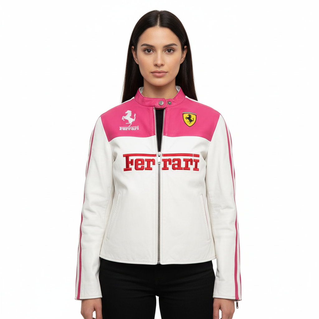 Pink Ferrari Leather Jacket