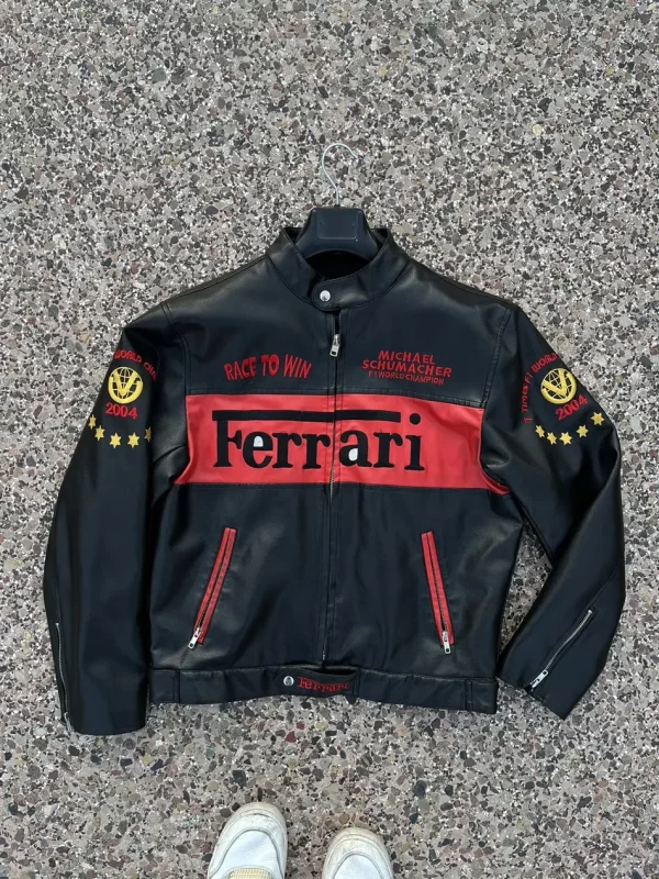 leather ferrari racing jacket