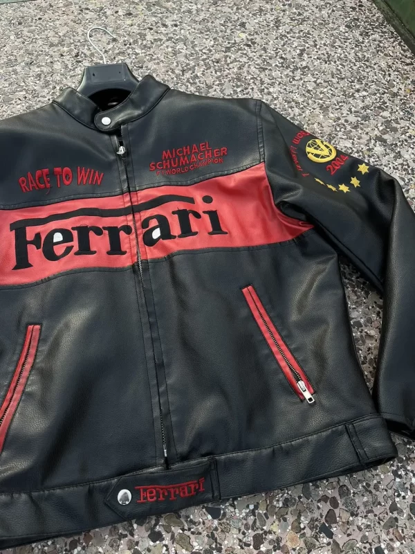 leather ferrari racing jacket