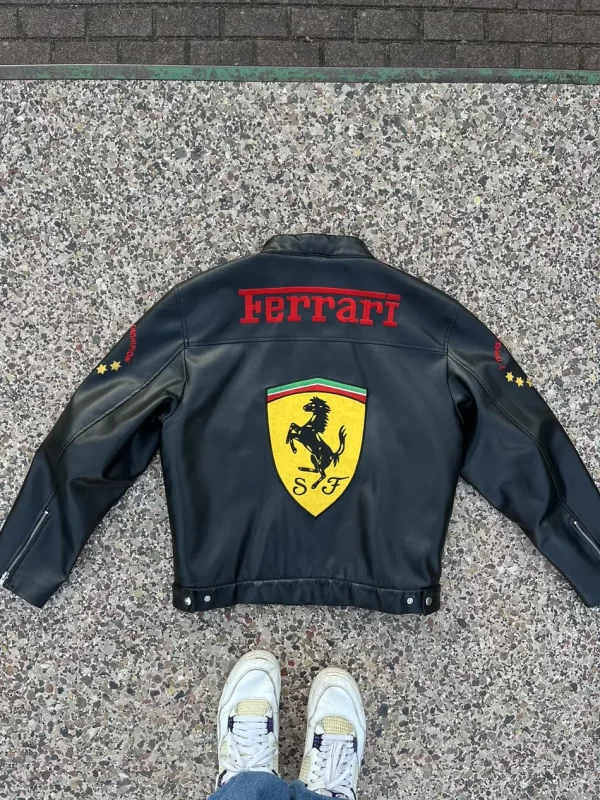 leather ferrari racing jacket