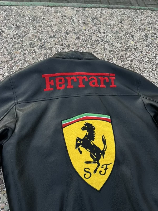 leather ferrari racing jacket