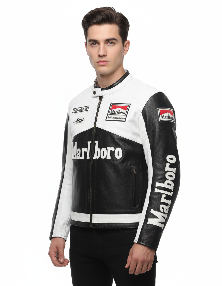 marlboro racing jacket genuine leather