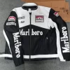 Men's Marlboro Racing Motorcycle White & Black Genuine Leather Biker Jacket