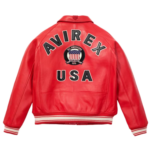 red avirex leather jacket​