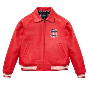 red avirex leather jacket​