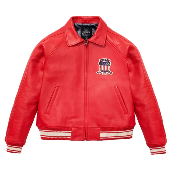 red avirex leather jacket​