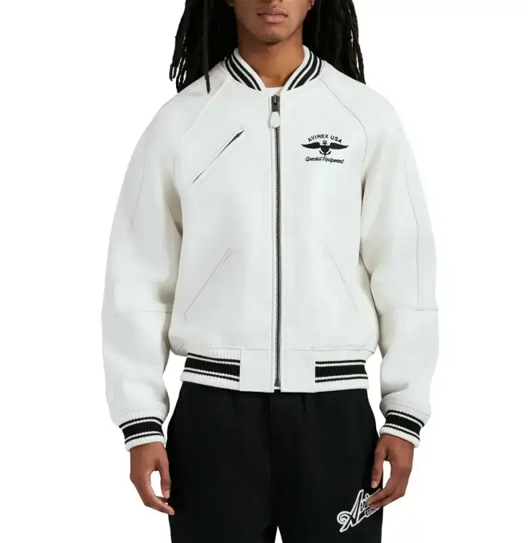 Avirex White Leather Jacket - Narson Leather