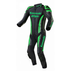 Custom Kawasaki Ninja Motorbike Leather Racing Suit – Black & Green