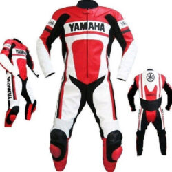 YAMAHA Red and White Motorcycle Leather Racing Suit – Premium Protection & Style