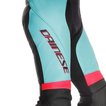 Dainese Laguna Seca 6 Perforated Leather Racing Suit – BLACK/WATER/FUXIA - Image 3