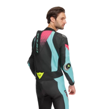Dainese Laguna Seca 6 Perforated Leather Racing Suit – BLACK/WATER/FUXIA - Image 5
