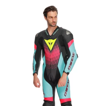 Dainese Laguna Seca 6 Perforated Leather Racing Suit – BLACK/WATER/FUXIA - Image 8