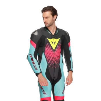 Dainese Laguna Seca 6 Perforated Leather Racing Suit – BLACK/WATER/FUXIA - Image 6