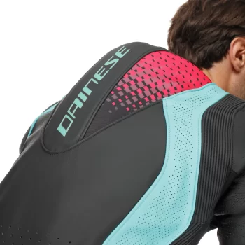 Dainese Laguna Seca 6 Perforated Leather Racing Suit – BLACK/WATER/FUXIA - Image 10