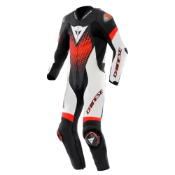 Dainese Laguna Seca 6 Perforated Leather Racing Suit – BLACK/WHITE/RED-FLUO
