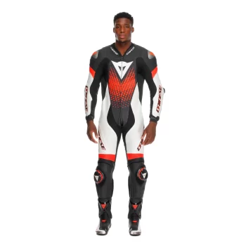 Dainese Laguna Seca 6 Perforated Leather Racing Suit – BLACK/WHITE/RED-FLUO - Image 3