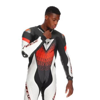 Dainese Laguna Seca 6 Perforated Leather Racing Suit – BLACK/WHITE/RED-FLUO - Image 7