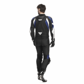 AVRO 4 Men’s 2-Piece Motorcycle Leather Suit – Black/White/Blue - Image 4