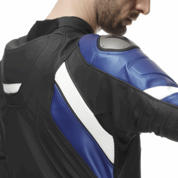 AVRO 4 Men’s 2-Piece Motorcycle Leather Suit – Black/White - Image 2
