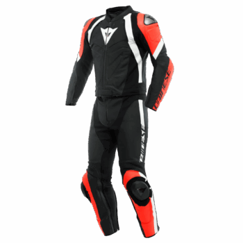 AVRO 4 Men’s 2-Piece Motorcycle Leather Suit – Black/Red /White