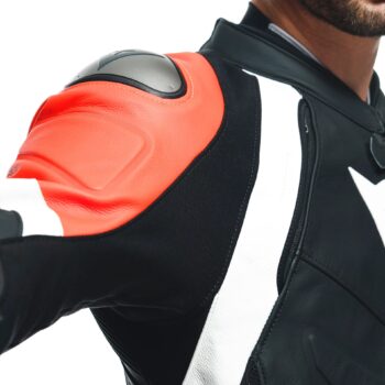 AVRO 4 Men’s 2-Piece Motorcycle Leather Suit – Black/Red /White - Image 5