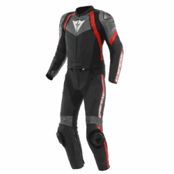 AVRO 4 Men’s 2-Piece Motorcycle Leather Suit – Black/Red -Lava