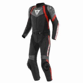 AVRO 4 Men’s 2-Piece Motorcycle Leather Suit – Black/Red -Lava