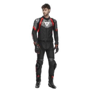 AVRO 4 Men’s 2-Piece Motorcycle Leather Suit – Black/Red -Lava - Image 3