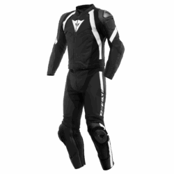 AVRO 4 Men’s 2-Piece Motorcycle Leather Suit – Black/White