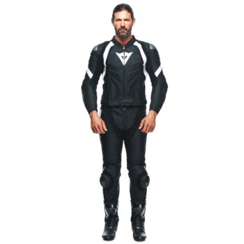 AVRO 4 Men’s 2-Piece Motorcycle Leather Suit – Black/White - Image 6