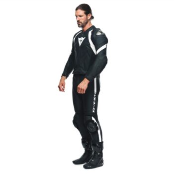 AVRO 4 Men’s 2-Piece Motorcycle Leather Suit – Black/White - Image 7
