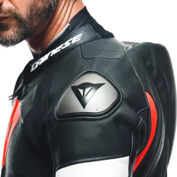 Dainese Tosa Perforated Leather Racing Suit – Red and White - Image 11
