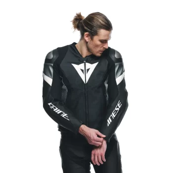Dainese Avro 5 Leather Motorcycle Jacket – Men's (Black/ White) - Image 6