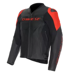 Dainese Racing 5 Leather Motorcycle Jacket – CE Armor (Black/Red)